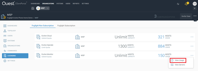 View servers from non-subscription license quota - 2 of 2